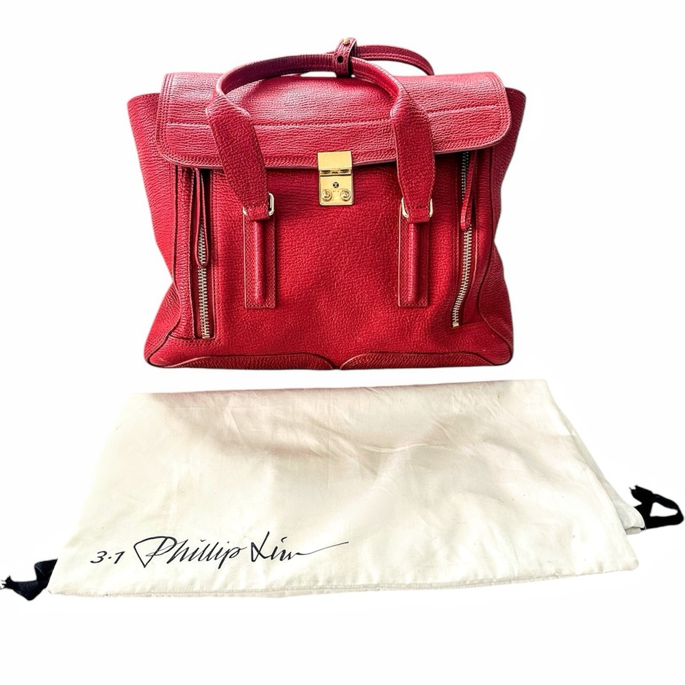 3.1 Phillip Lim Pashli Satchel Bag Large Red Oversized - Picture 2 of 13